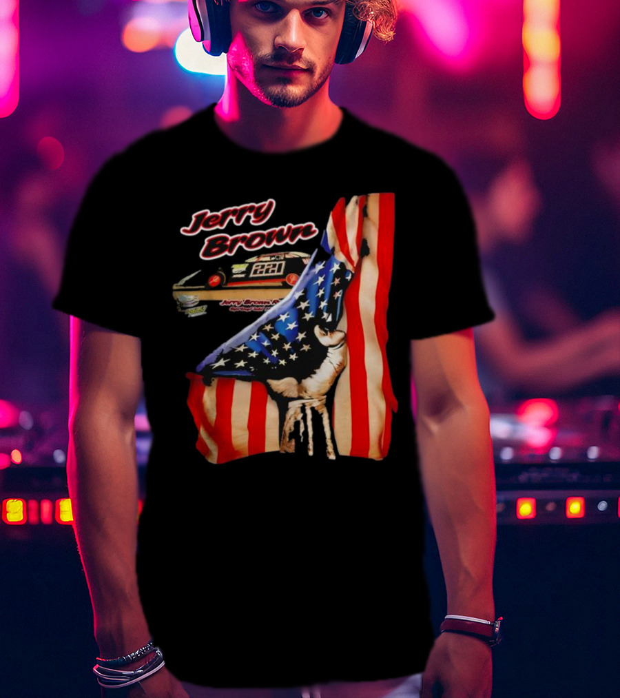 Jerry Brown Blood Inside Me American Flag Race Car 88 T-Shirt