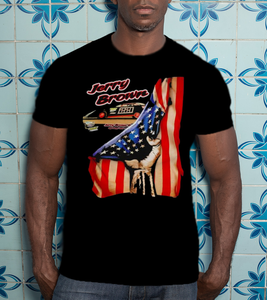 Jerry Brown Blood Inside Me American Flag Race Car 88 T-Shirt