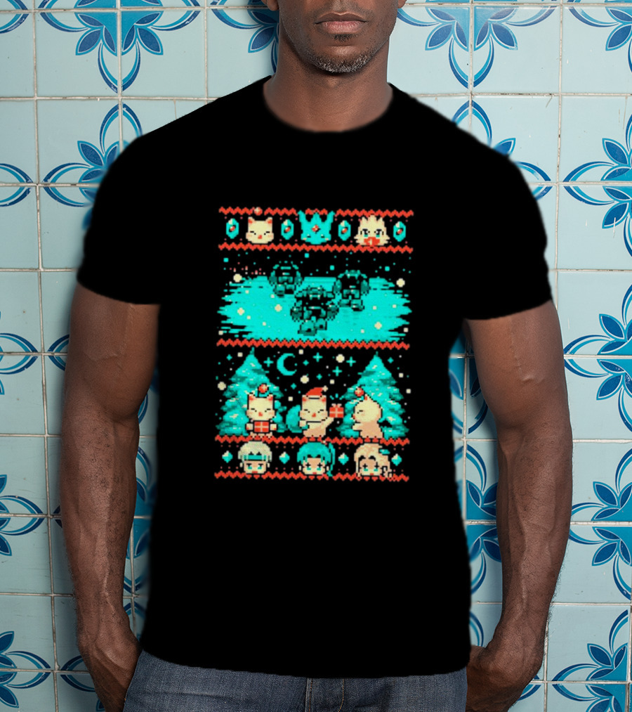 Esper Of Christmas 8-Bit Holiday Pixel Art With Festive Characters T-Shirt