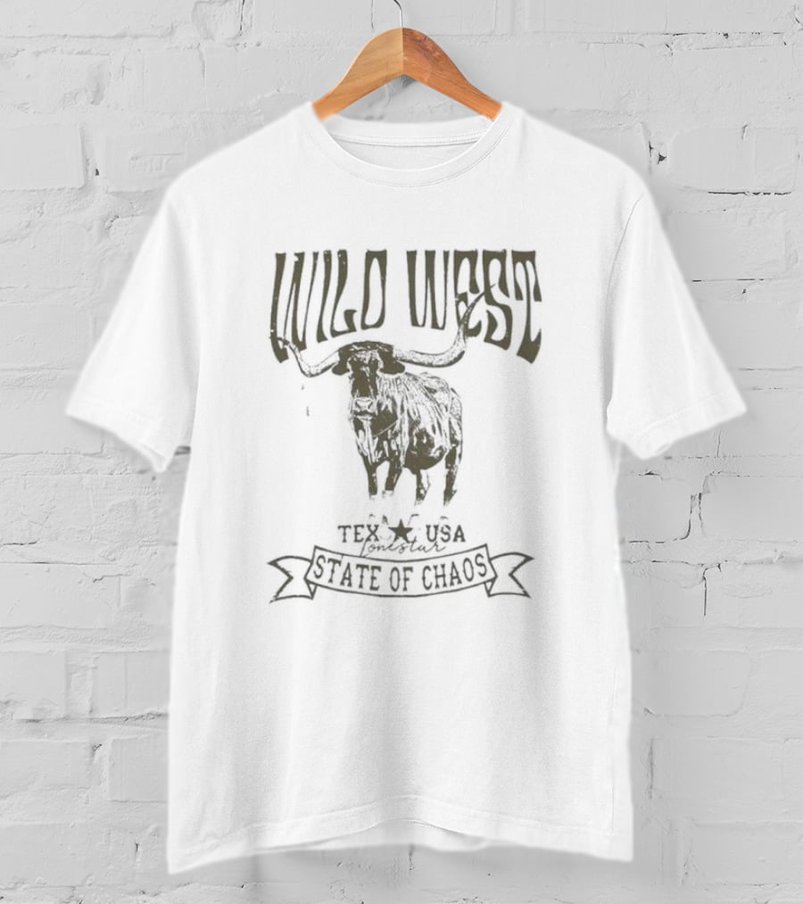 Wild West Longhorn Texas USA State Of Chaos T-Shirt