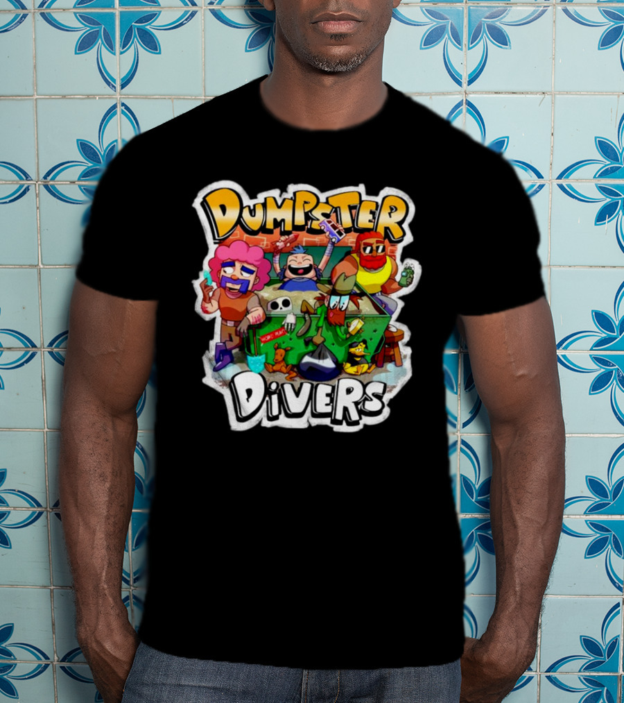 Dumpster Divers Cartoon Alley Fun With Funny Characters And Trash Can Antics T-Shirt