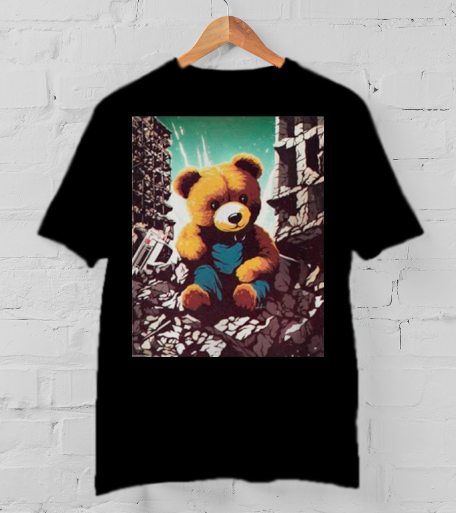 Ceasefire Now Teddy Bear In War-Torn Ruins T-Shirt