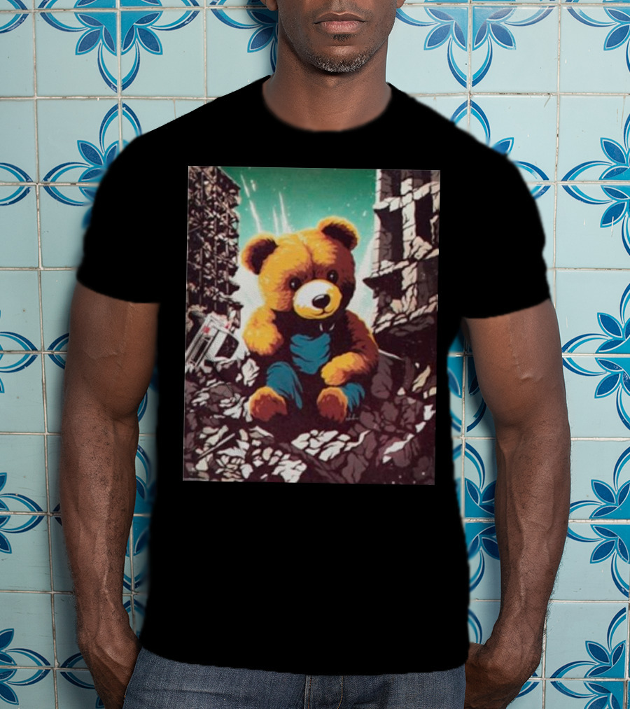 Ceasefire Now Teddy Bear In War-Torn Ruins T-Shirt