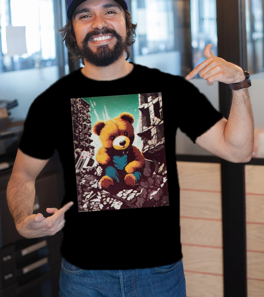 Ceasefire Now Teddy Bear In War-Torn Ruins T-Shirt