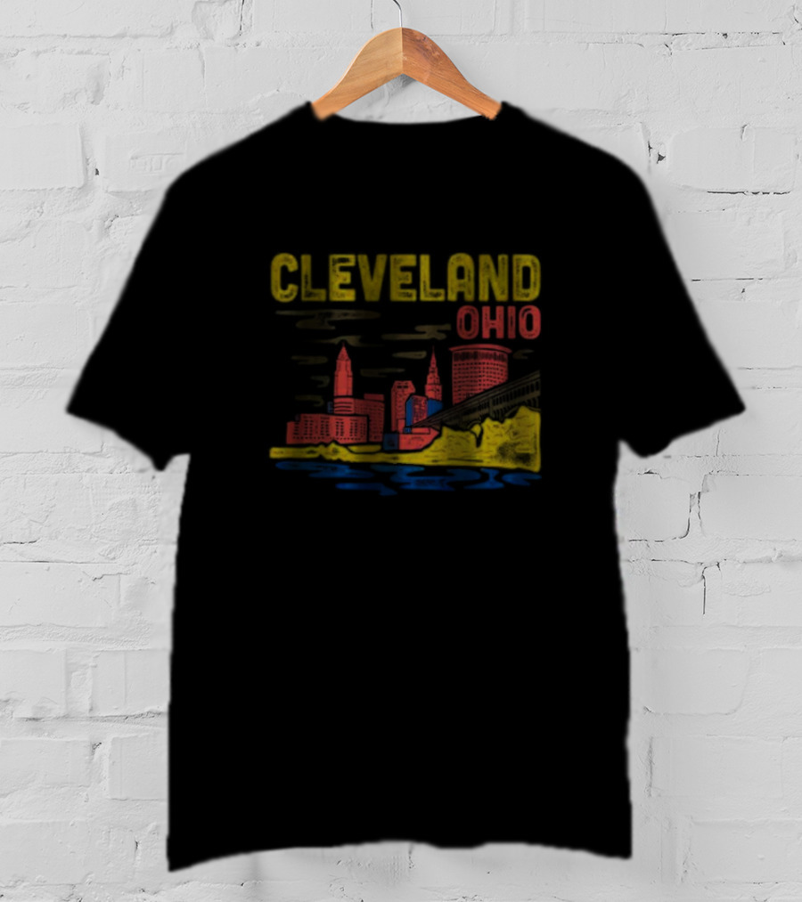 Cleveland Ohio Skyline Colorful Cityscape T-Shirt