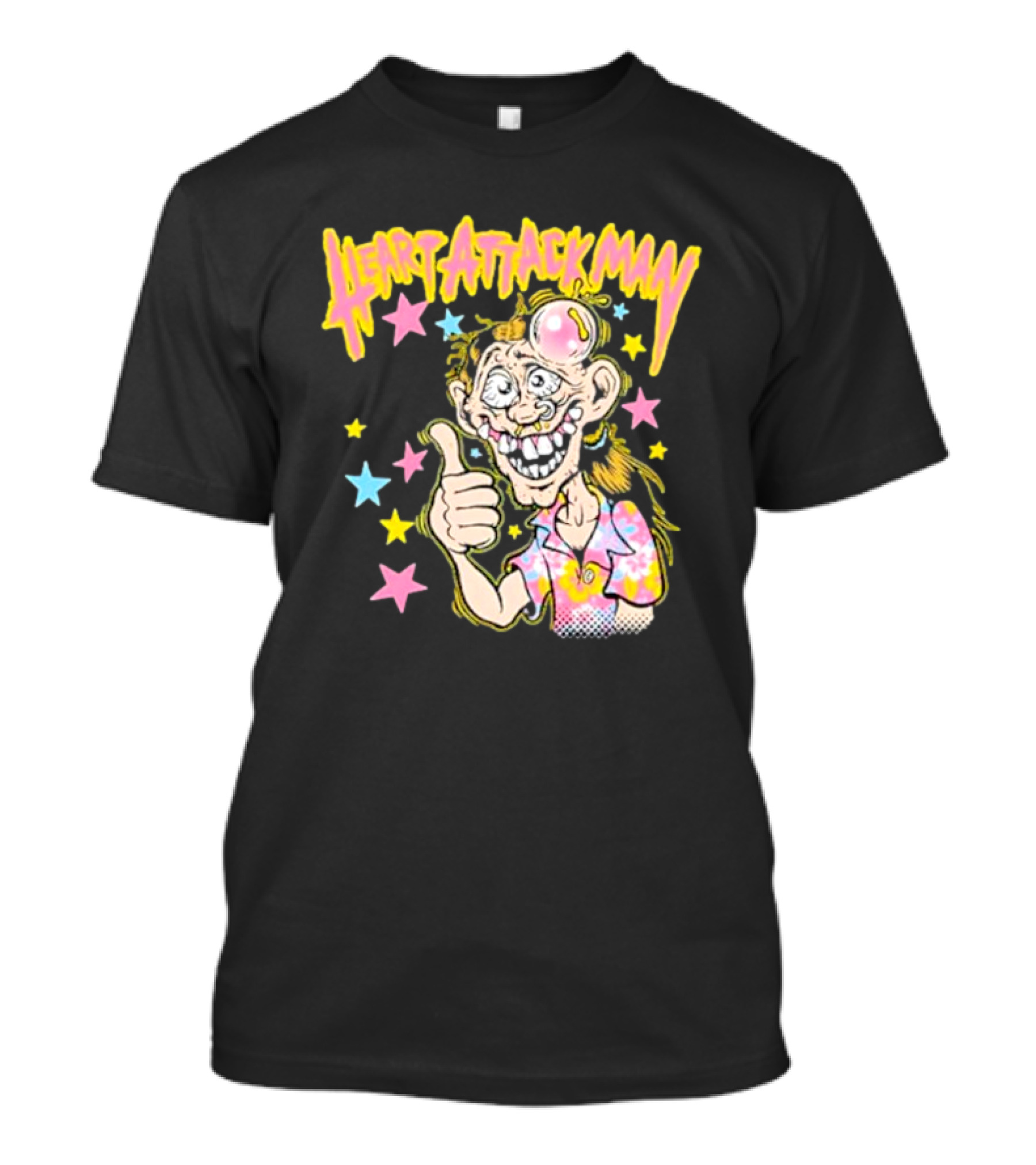 Heart Attack Man Freak Of Nature Cartoon Character With Stars And Thumbs Up T-Shirt