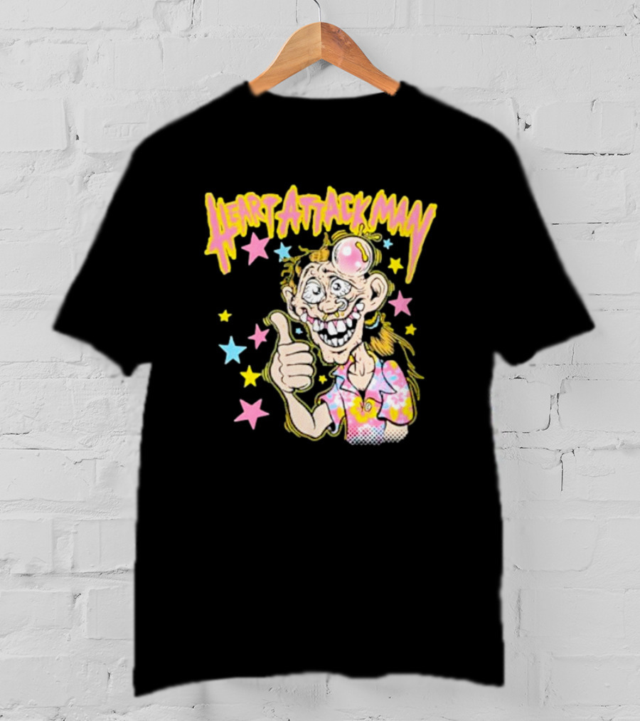 Heart Attack Man Freak Of Nature Cartoon Character With Stars And Thumbs Up T-Shirt
