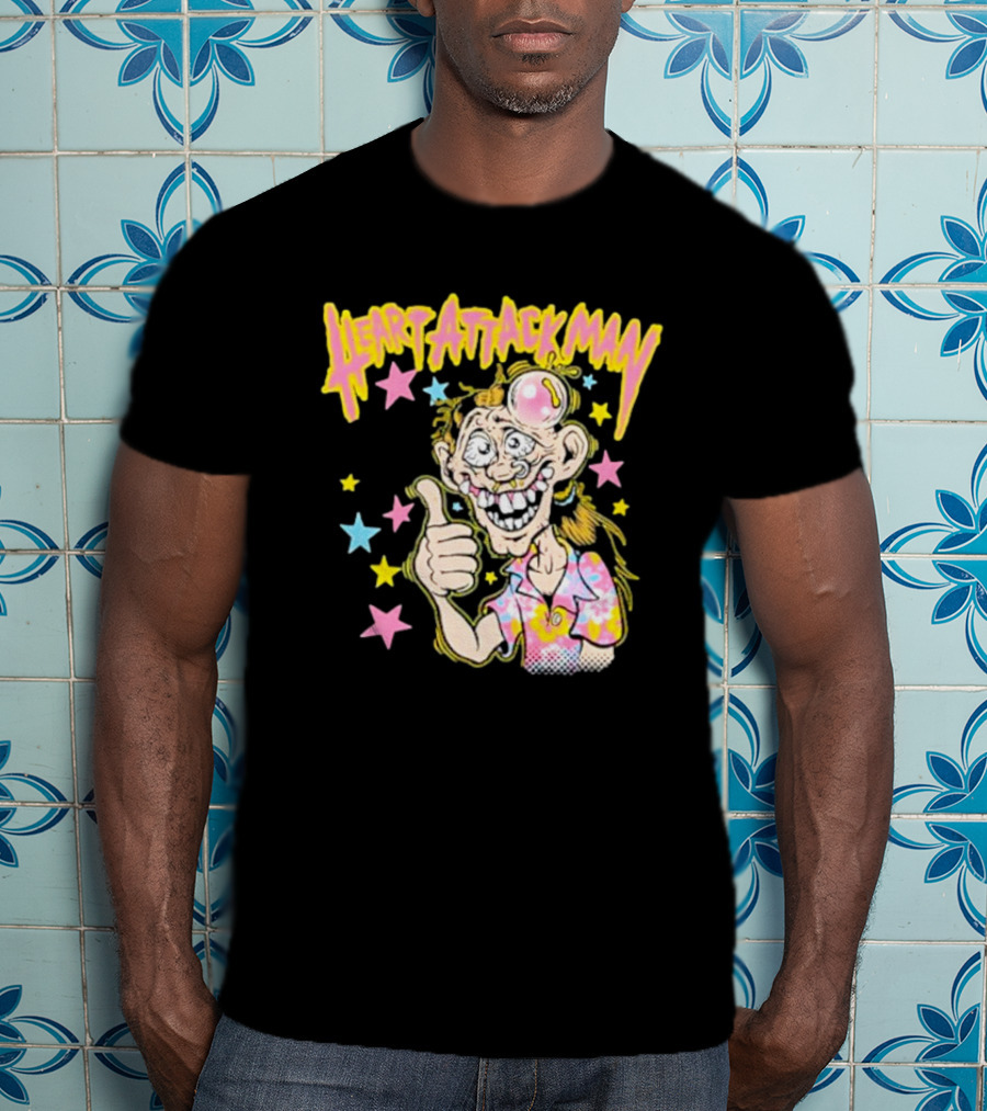 Heart Attack Man Freak Of Nature Cartoon Character With Stars And Thumbs Up T-Shirt