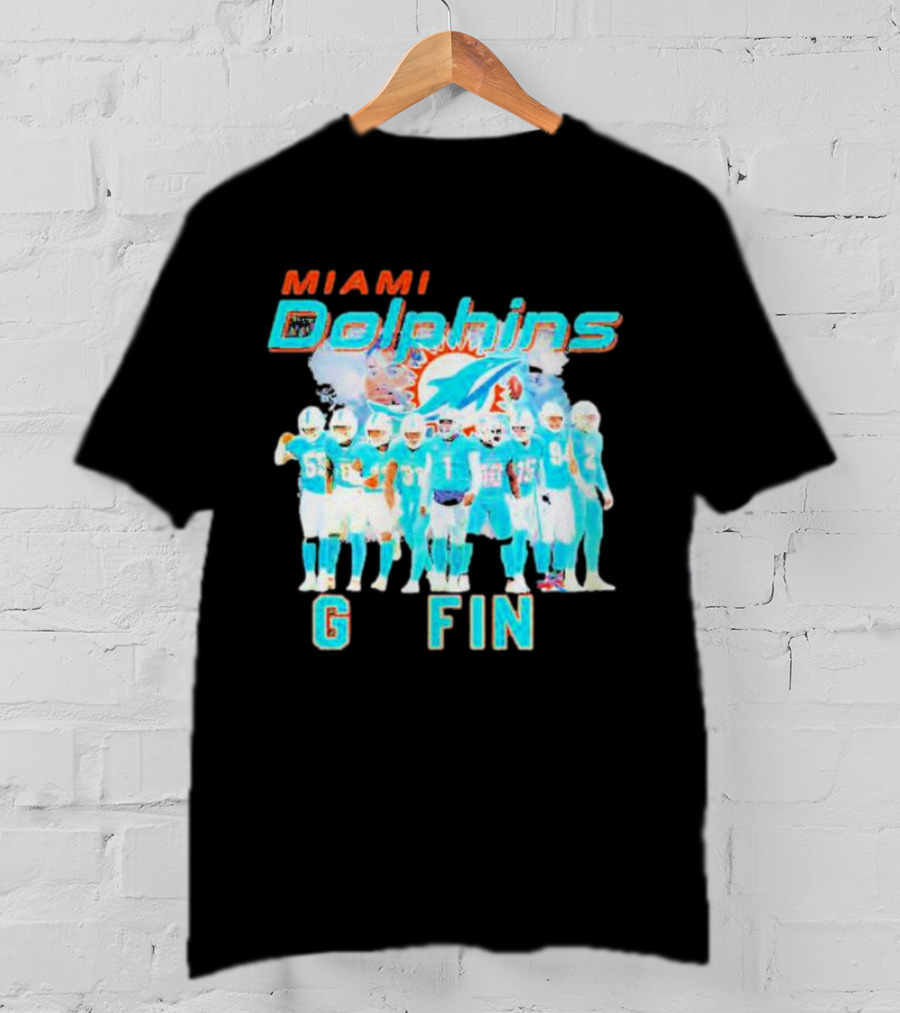Miami Dolphins Go Fins Players Logo Team Spirit T-Shirt
