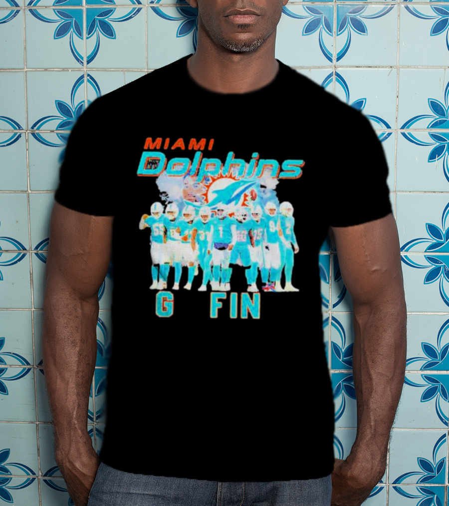 Miami Dolphins Go Fins Players Logo Team Spirit T-Shirt
