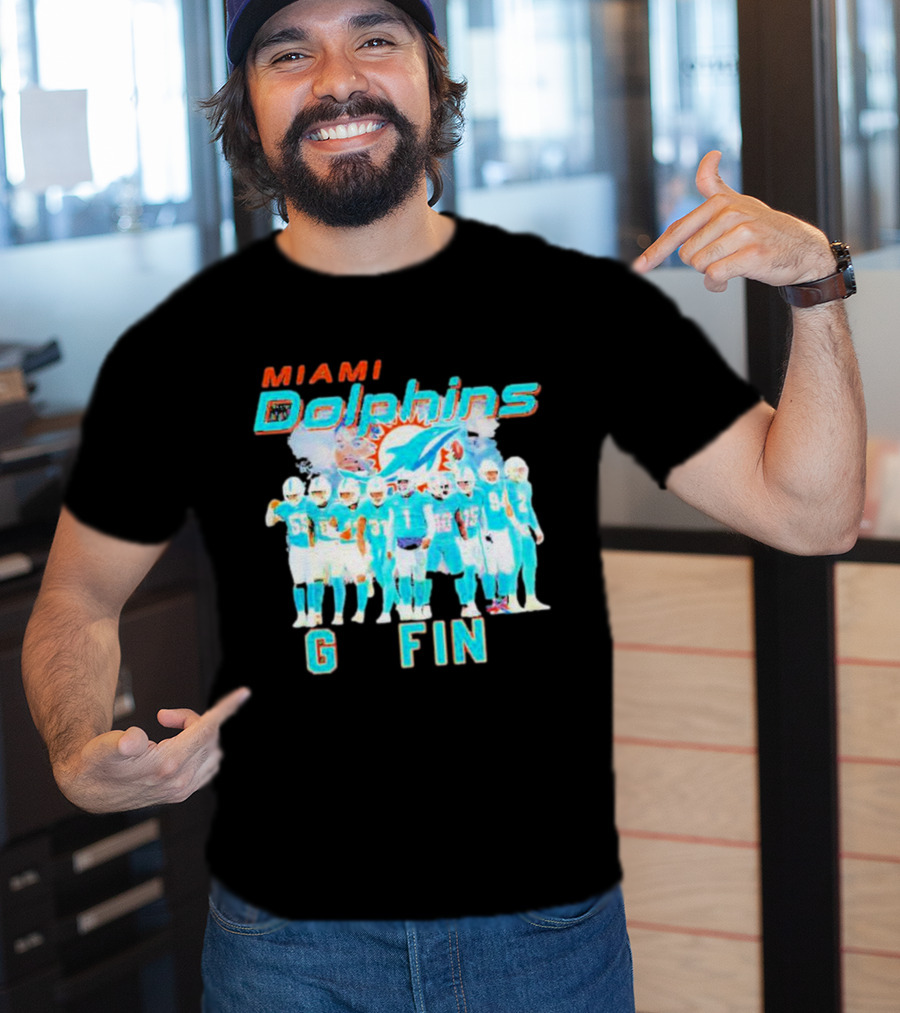 Miami Dolphins Go Fins Players Logo Team Spirit T-Shirt