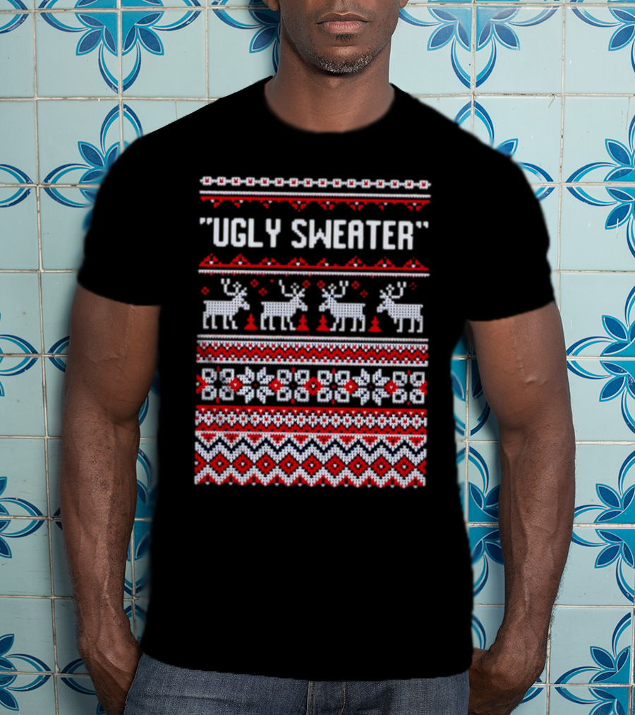 Reindeer Ugly Sweater Christmas Pattern 'UGLY SWEATER' T-Shirt