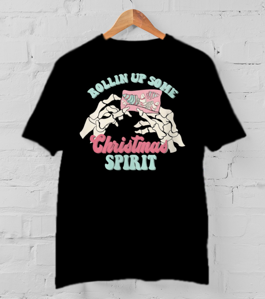 Rollin Up Some Christmas Spirit Holiday Weed Motif T-Shirt