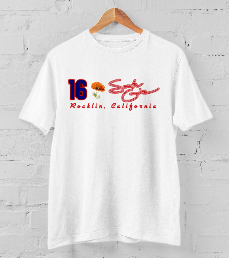 16 Sarah Giles Rocklin California Poppy Script T-Shirt