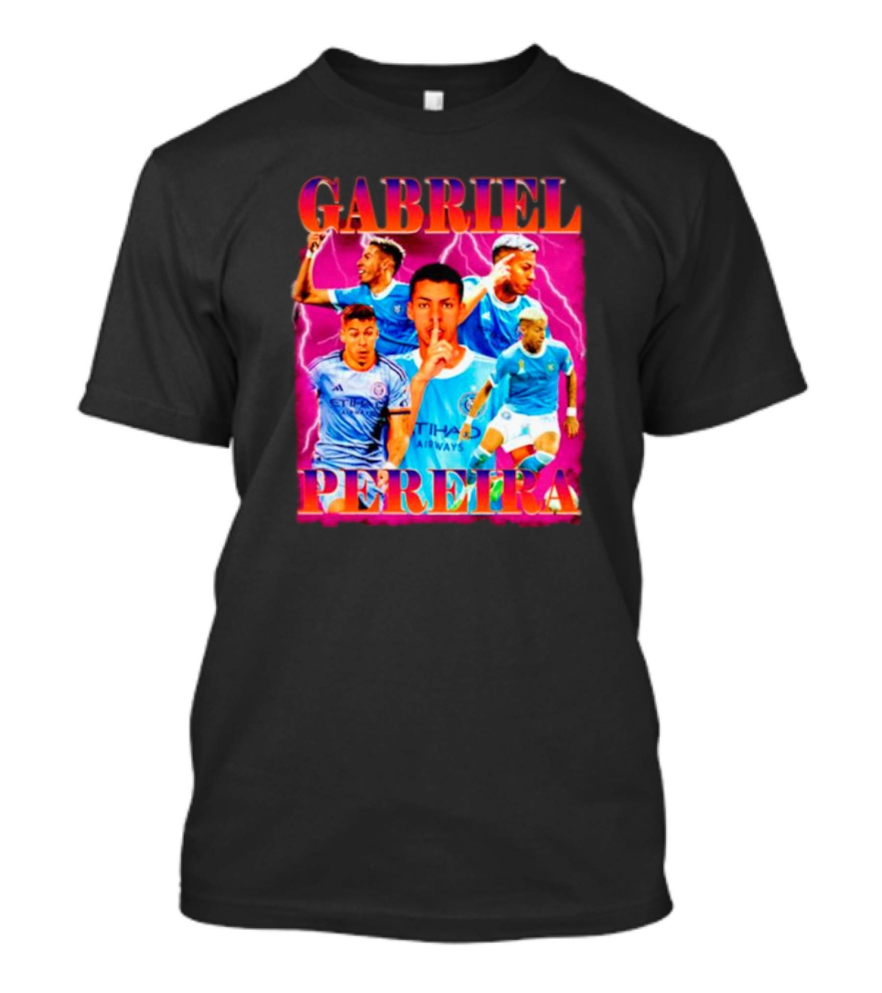 GABRIEL PEREIRA NYCFC Soccer Lightning Collage T-Shirt