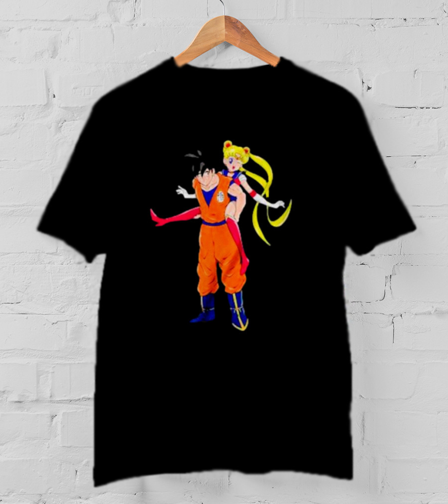 Goku And Usagi Crossover Fusion Featuring Dragon Ball And Sailor Moon Iconic Characters T-Shirt