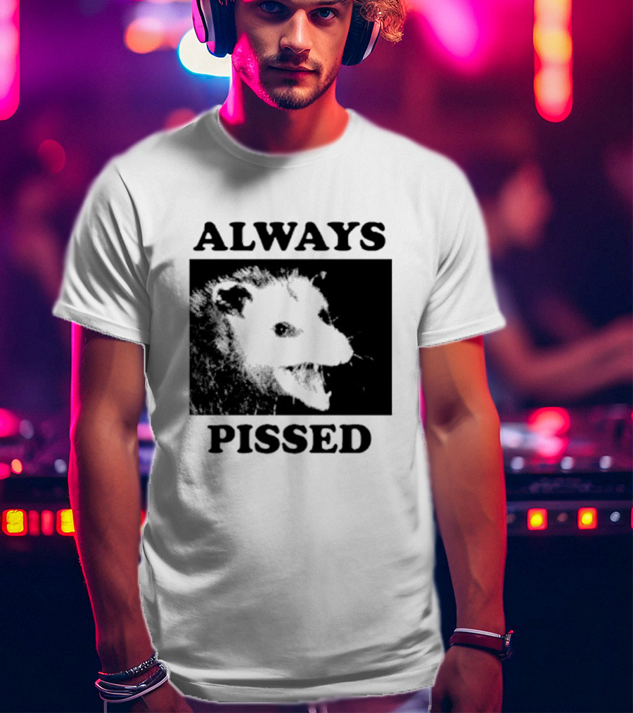 Opossum Always Pissed Black-and-White T-Shirt