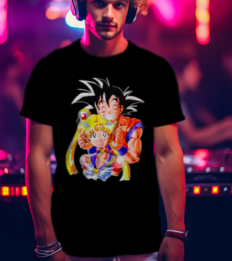 Sailor Moon And Goku Crossover Fusion Character Collaboration T-Shirt