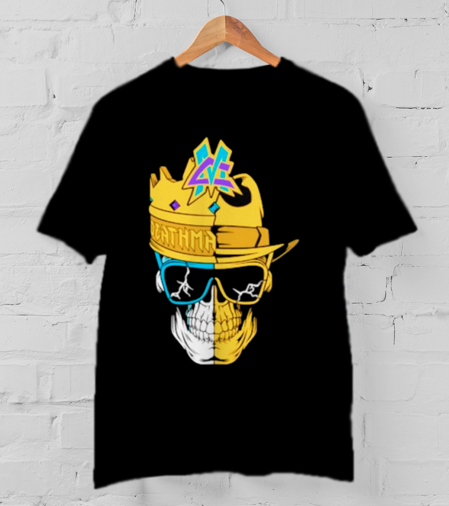Matt Cardona Deathmatch God Crowned Skull With Sunglasses And Crown Split T-Shirt
