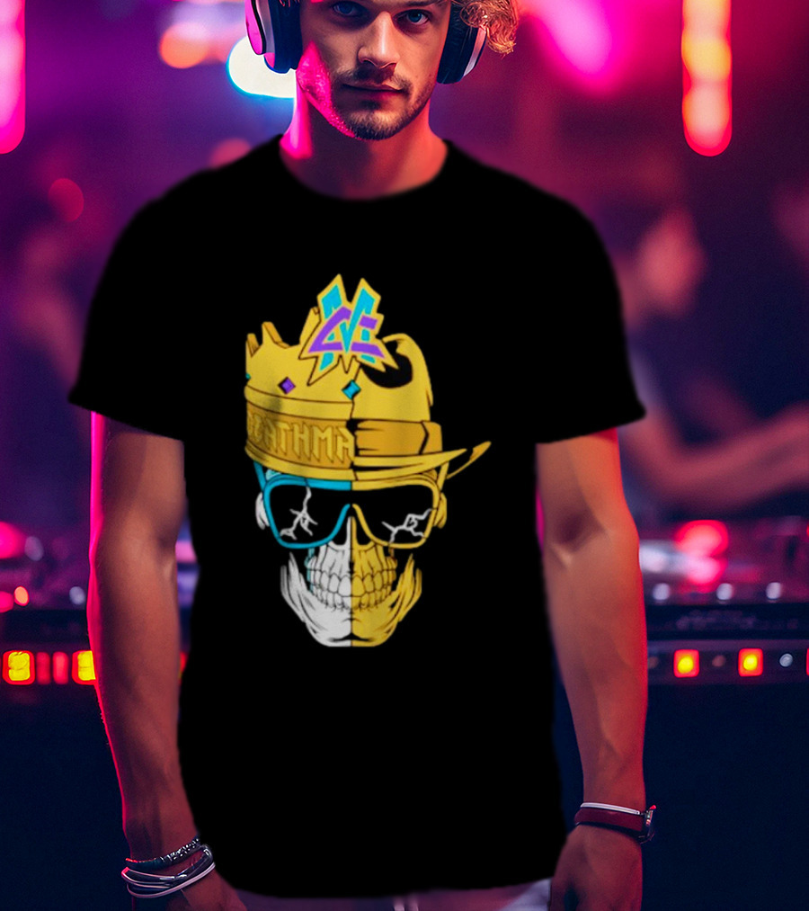 Matt Cardona Deathmatch God Crowned Skull With Sunglasses And Crown Split T-Shirt