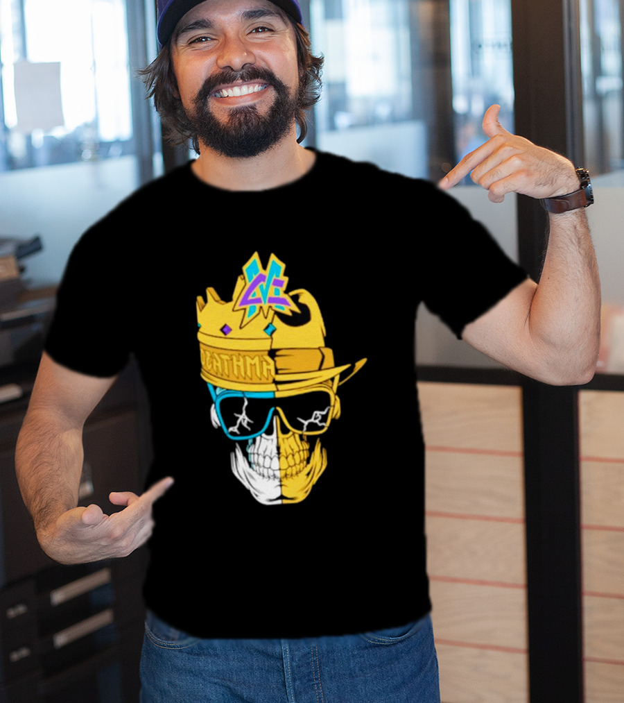 Matt Cardona Deathmatch God Crowned Skull With Sunglasses And Crown Split T-Shirt
