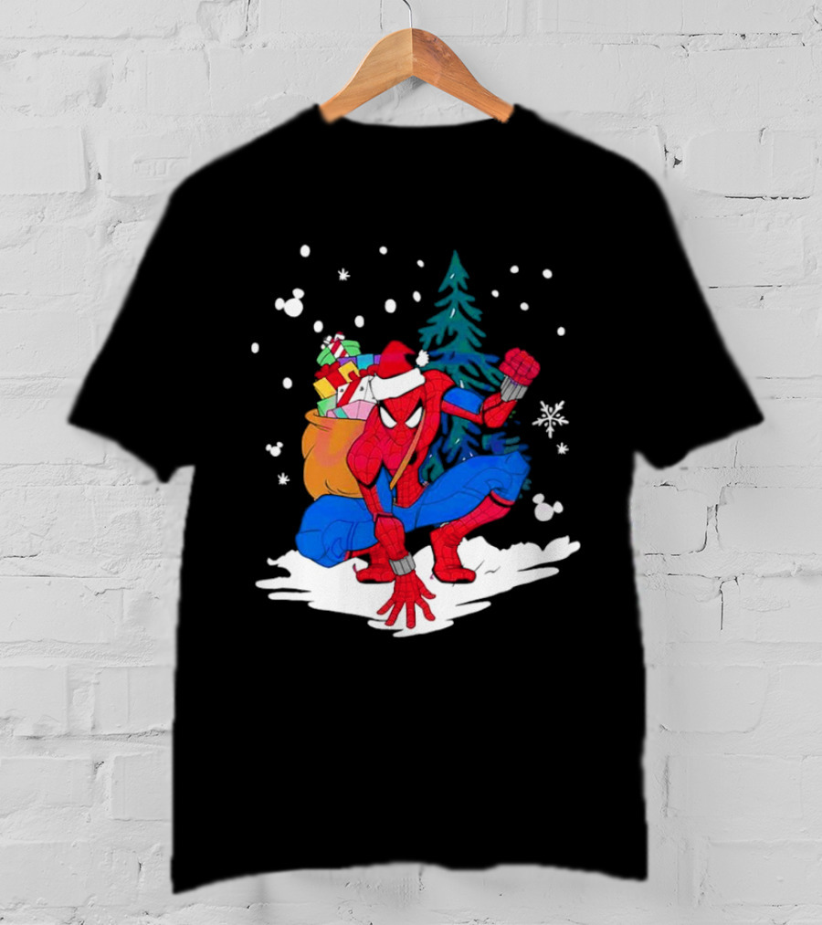 Spiderman Santa Christmas Tree Snow Presents T-Shirt