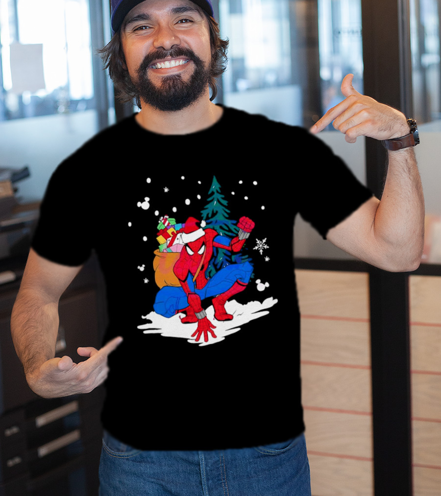Spiderman Santa Christmas Tree Snow Presents T-Shirt