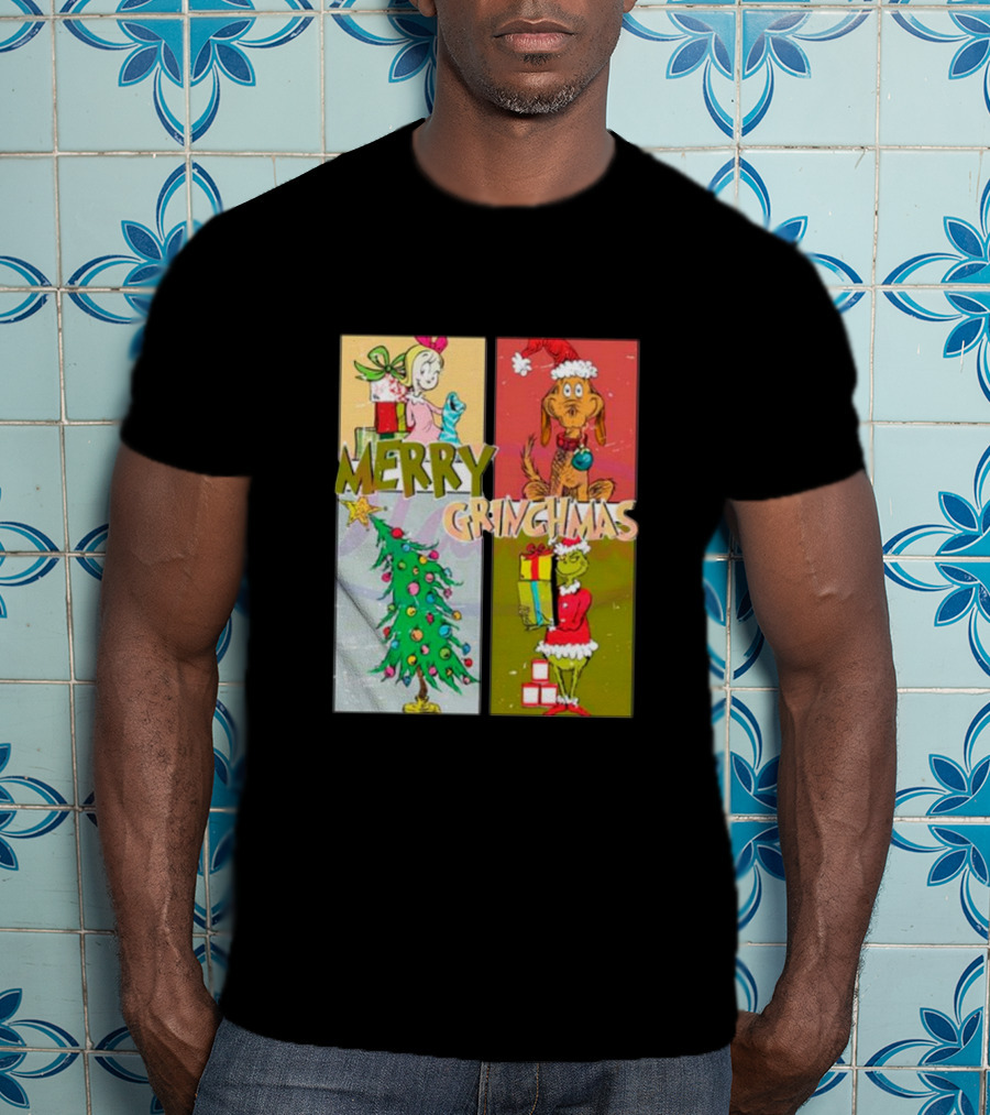 Merry Grinchmas Characters Vintage Grinch And Max Christmas Tree T-Shirt