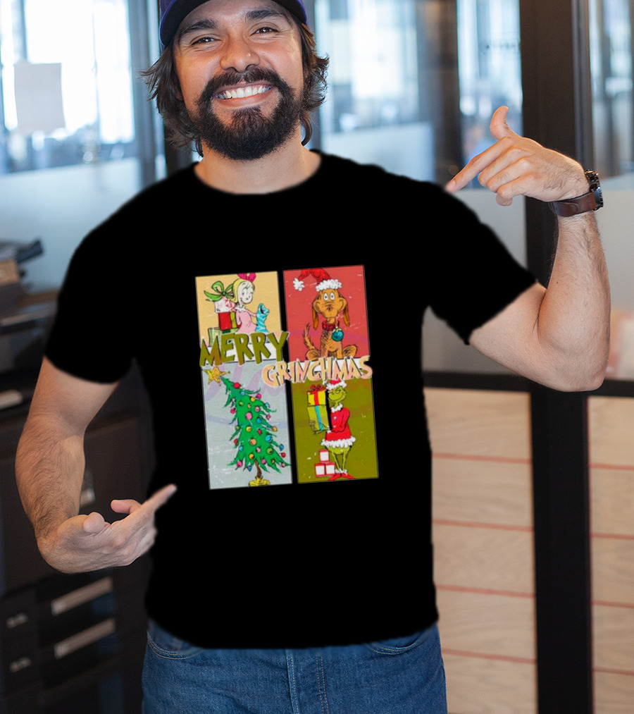 Merry Grinchmas Characters Vintage Grinch And Max Christmas Tree T-Shirt