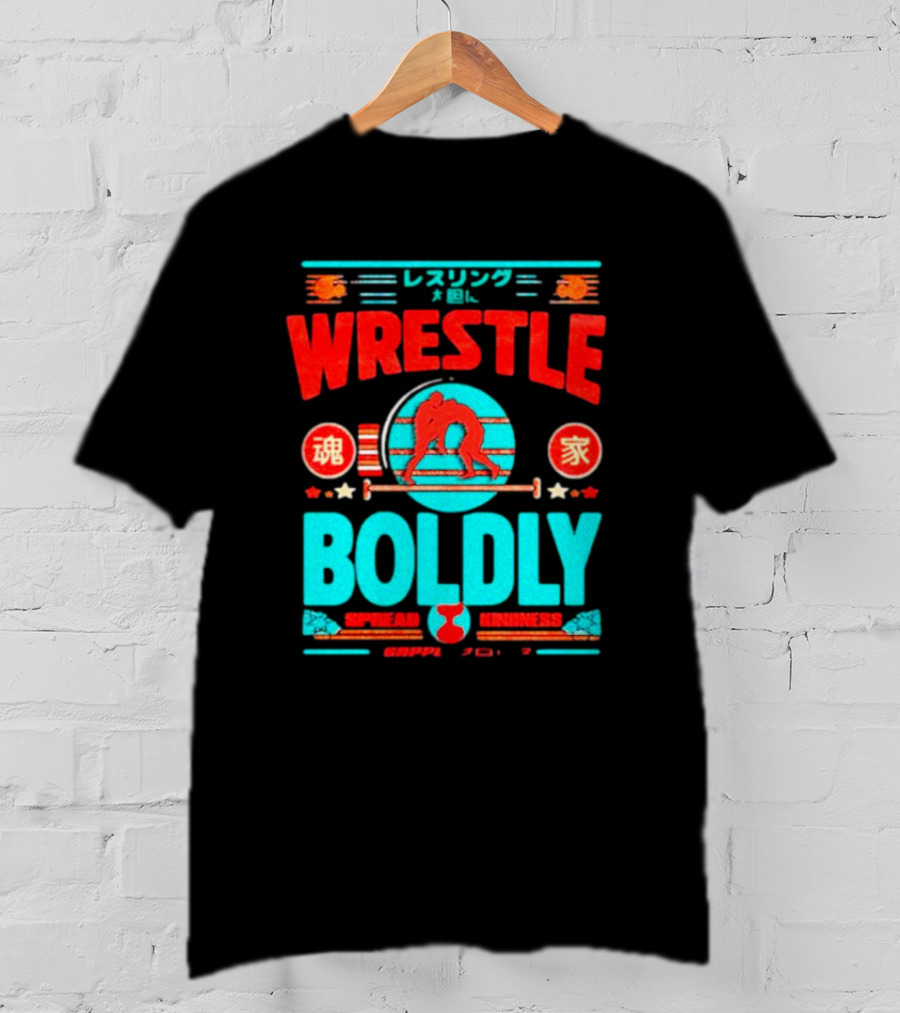 Wrestle Boldly Spread Kindness Wrestling Iconic Symbols T-Shirt
