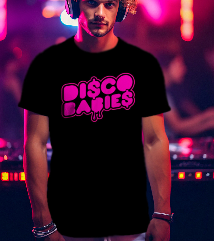 Disco Babies Neon Pink Dripping Dollar Sign Remix T-Shirt