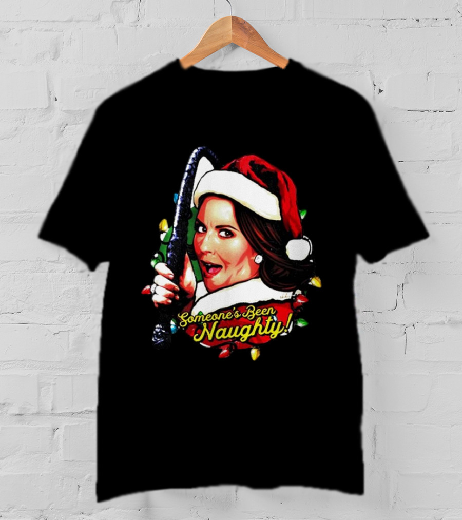 Karen Walker Someone’s Been Naughty Christmas Santa Whip Lights T-Shirt