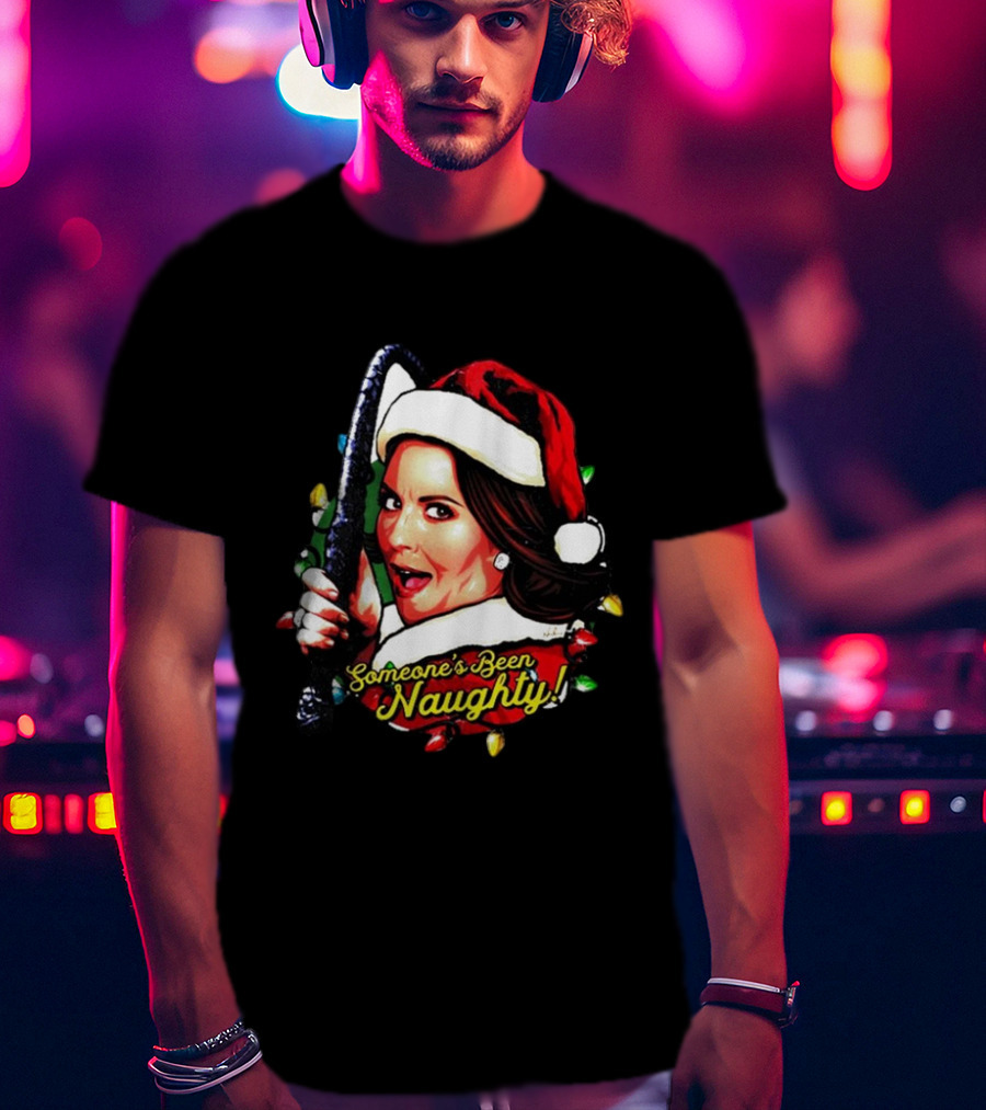 Karen Walker Someone’s Been Naughty Christmas Santa Whip Lights T-Shirt