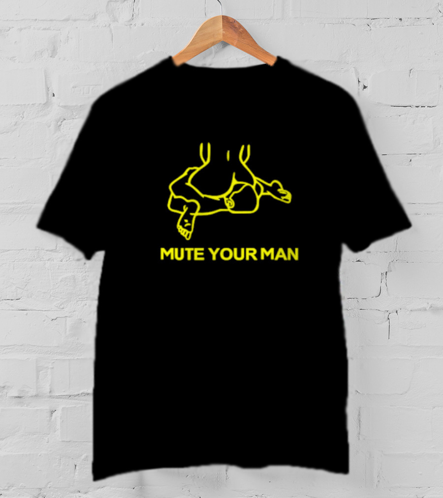Mute Your Man Yellow Figure Outline T-Shirt