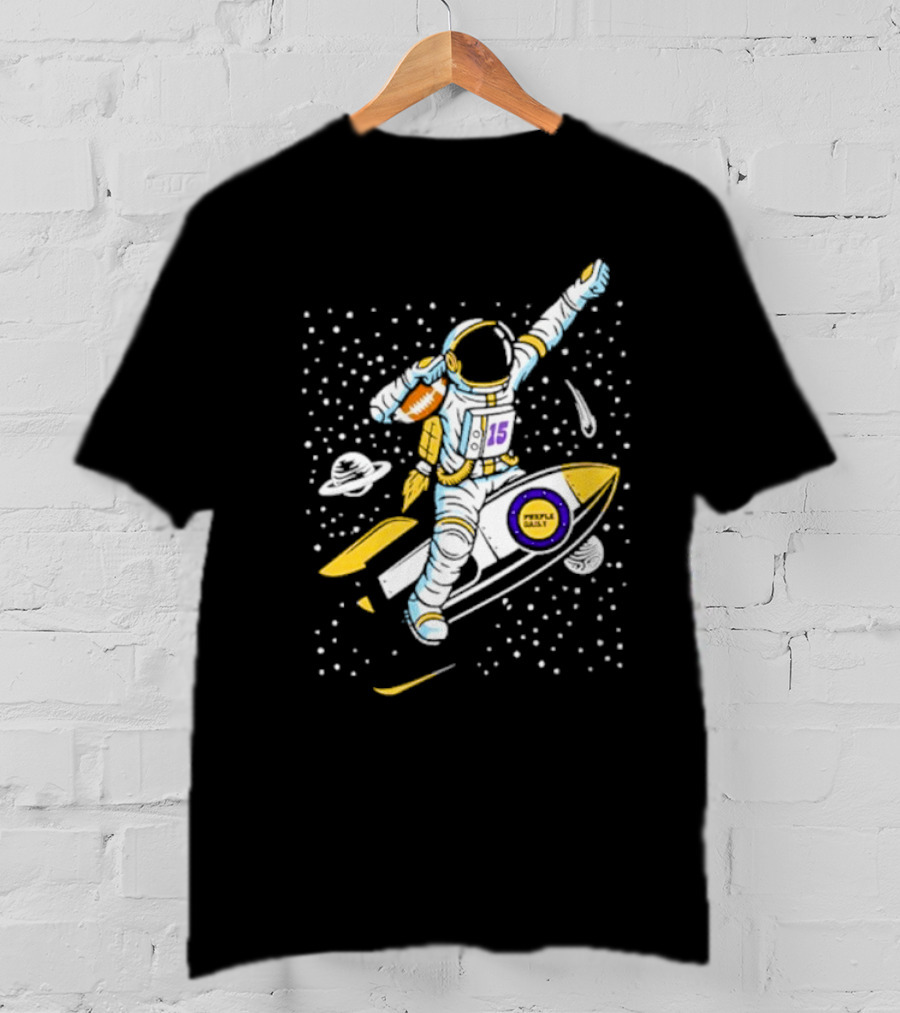 Phil Mackey Purple Daily Passtronaut Football Astronaut Galaxy Surfing 15 Space Adventure T-Shirt