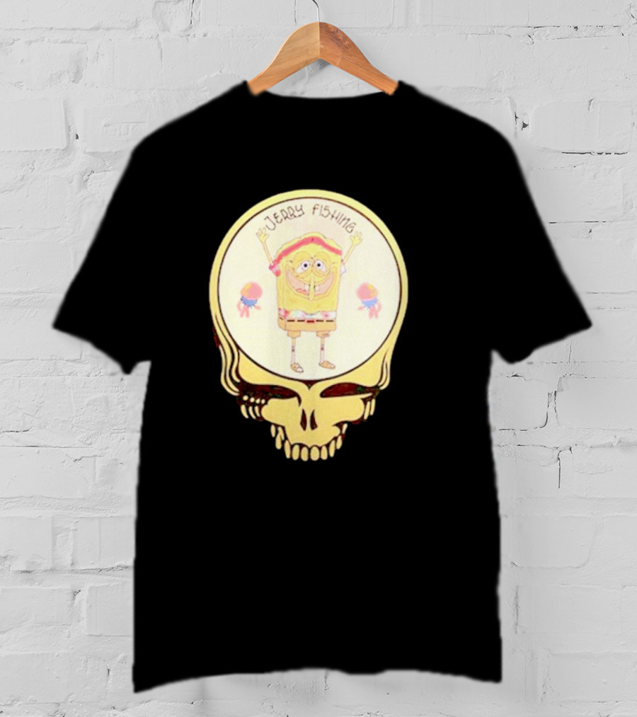 SpongeBob Jerry Fishing Grateful Dead Skull T-Shirt
