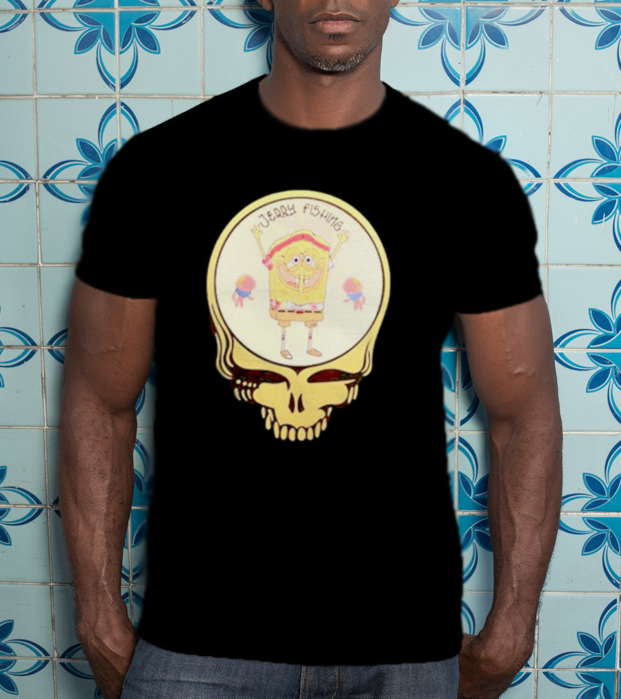 SpongeBob Jerry Fishing Grateful Dead Skull T-Shirt