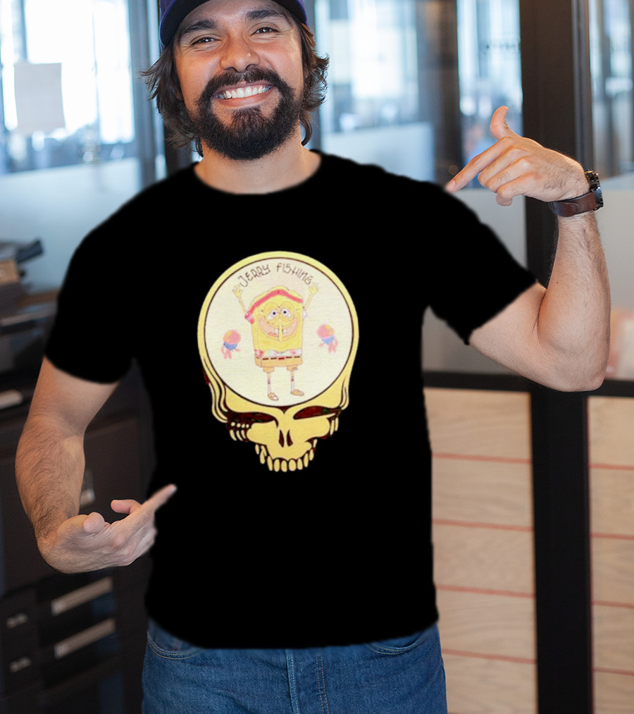 SpongeBob Jerry Fishing Grateful Dead Skull T-Shirt