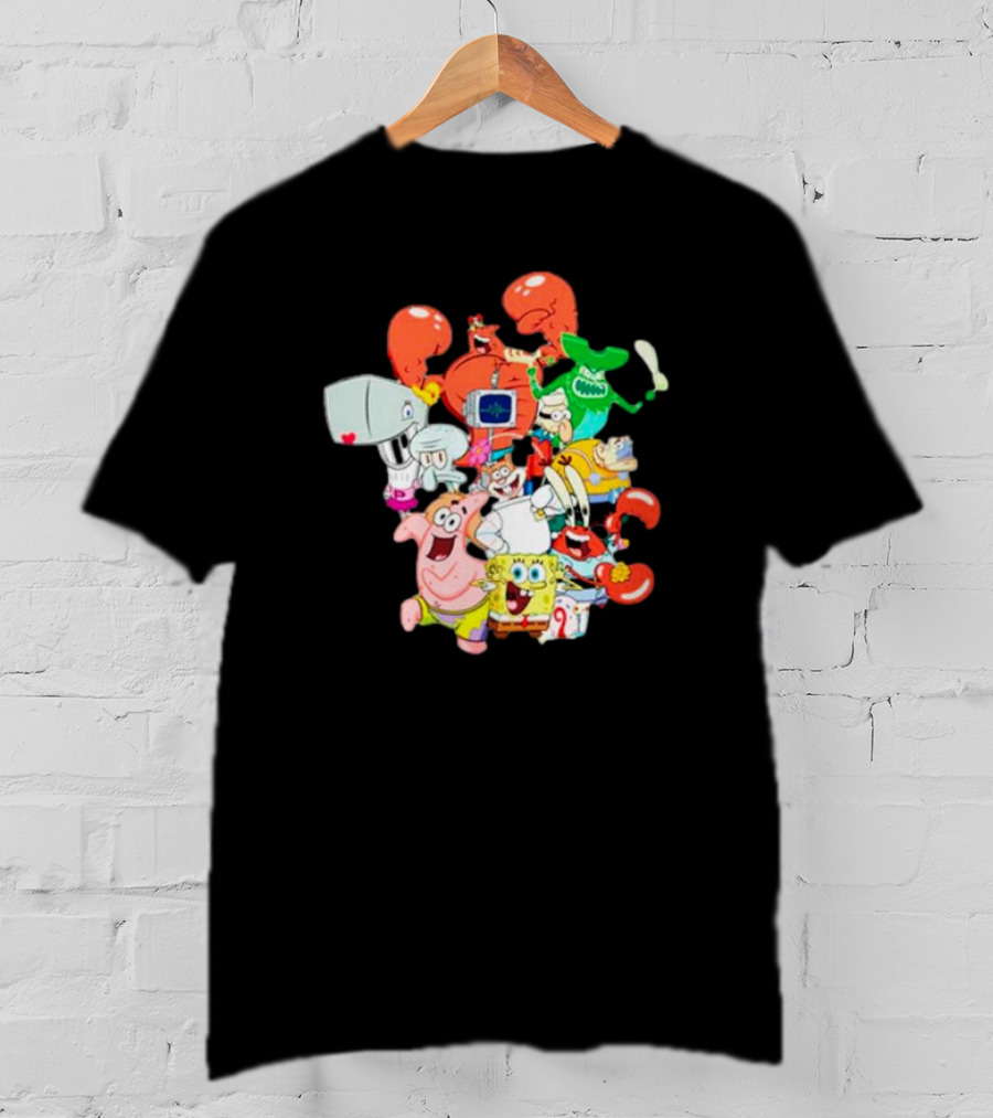SpongeBob SquarePants Group Shot Pose With Characters From Bikini Bottom T-Shirt