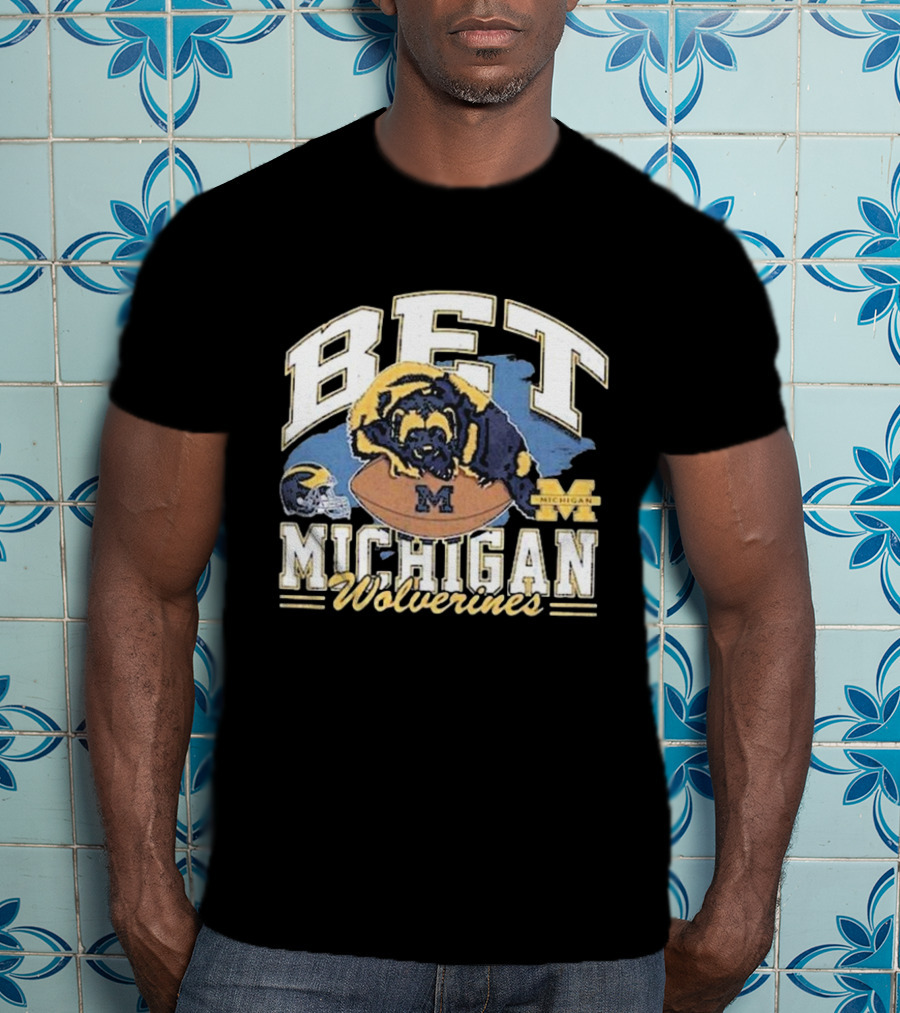 Bet Michigan Wolverines Helmet Football T-Shirt