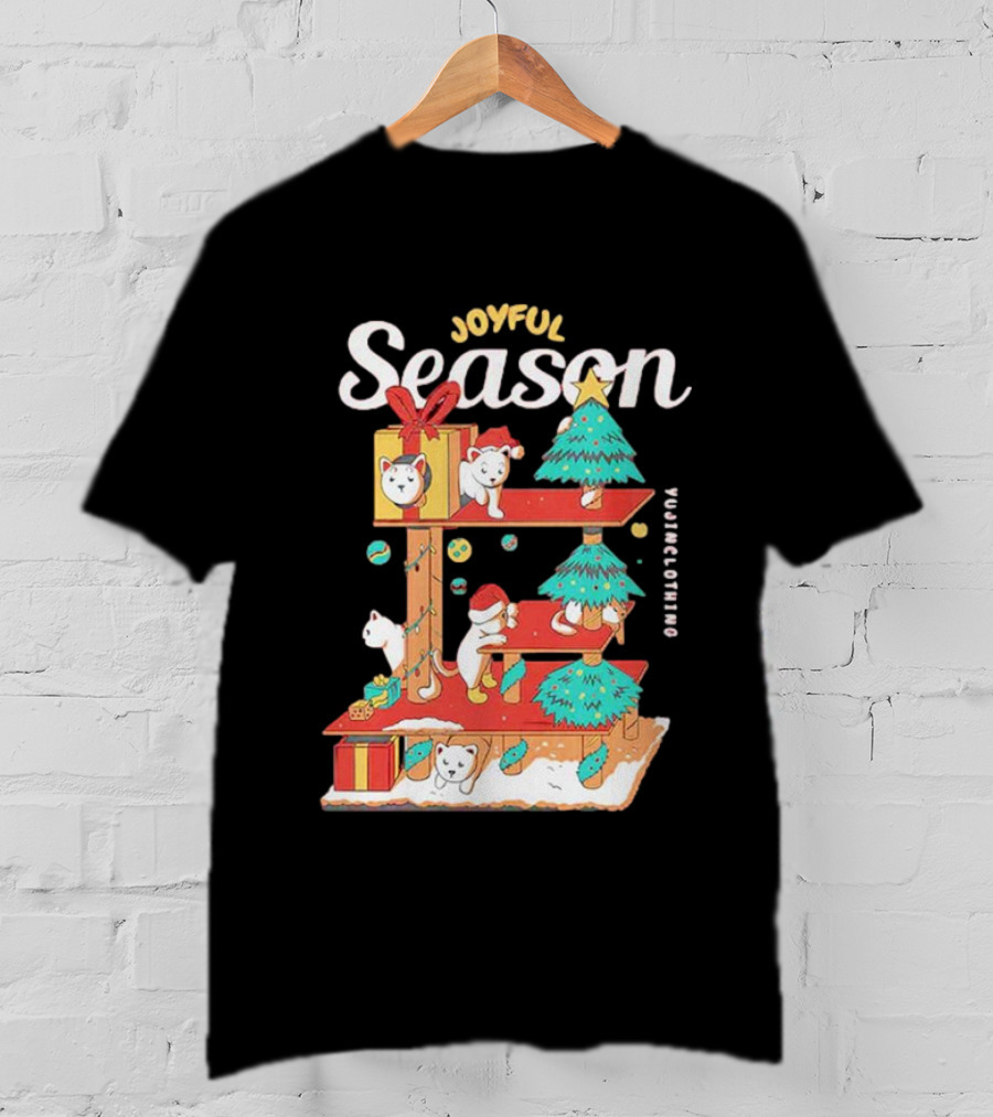 Joyful Season Merry Christmas Yujiinclothing Dog Tree T-Shirt
