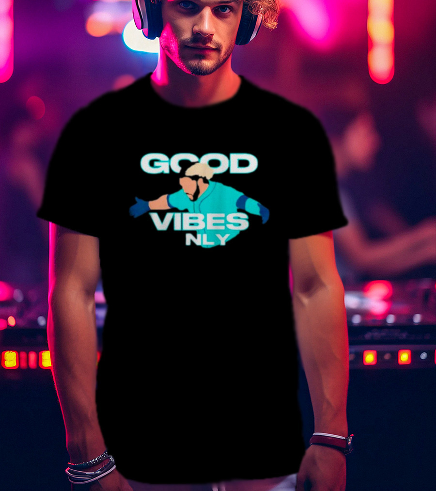 Geno Suarez Good Vibes Only Baseball-Themed T-Shirt
