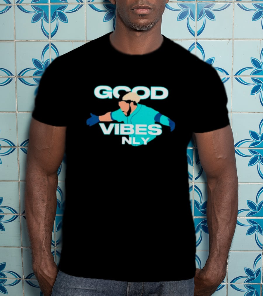 Geno Suarez Good Vibes Only Baseball-Themed T-Shirt