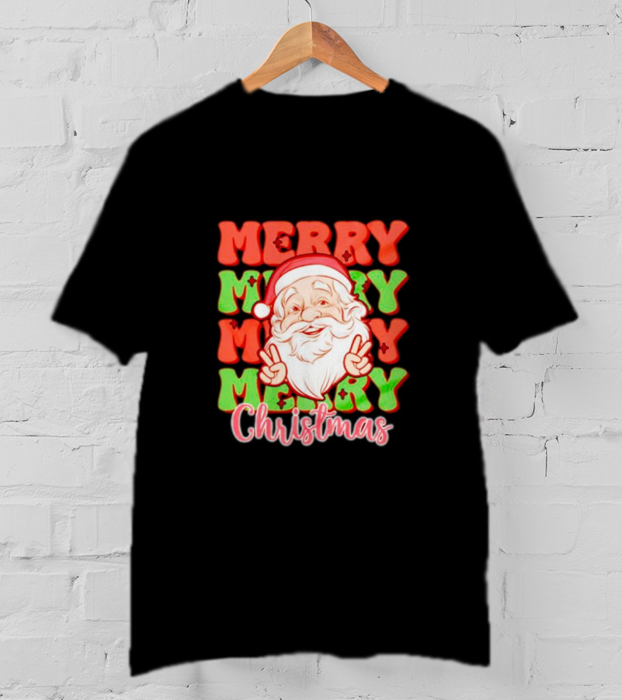 Merry Merry Merry Merry Christmas Santa T-Shirt