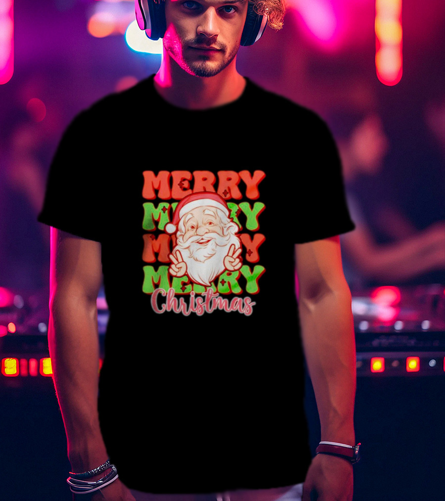 Merry Merry Merry Merry Christmas Santa T-Shirt