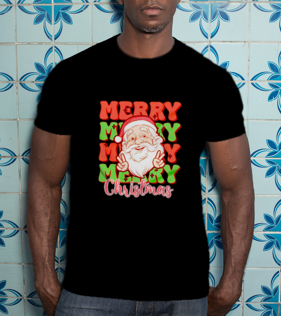Merry Merry Merry Merry Christmas Santa T-Shirt