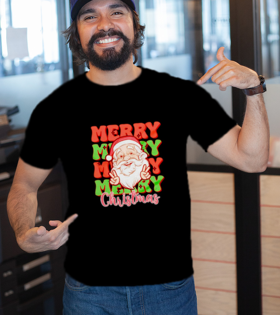 Merry Merry Merry Merry Christmas Santa T-Shirt
