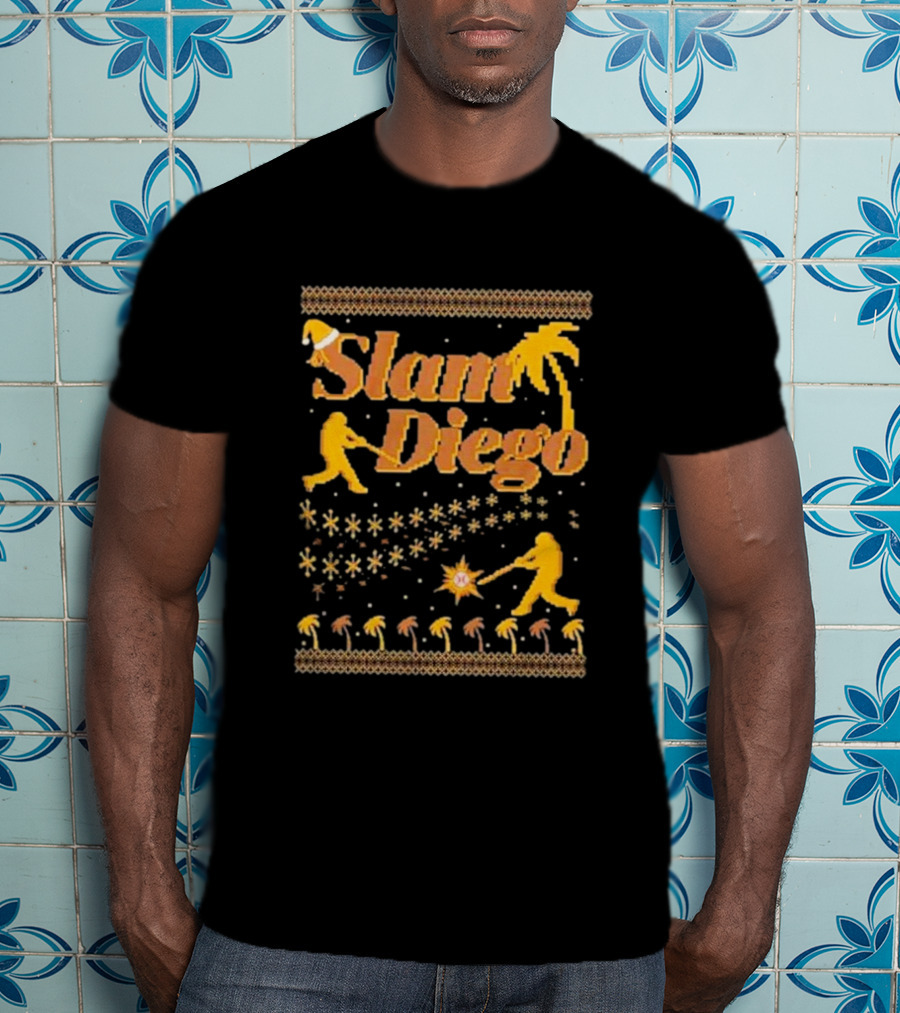 Slam Diego Retro Baseball Palm Trees Starburst T-Shirt