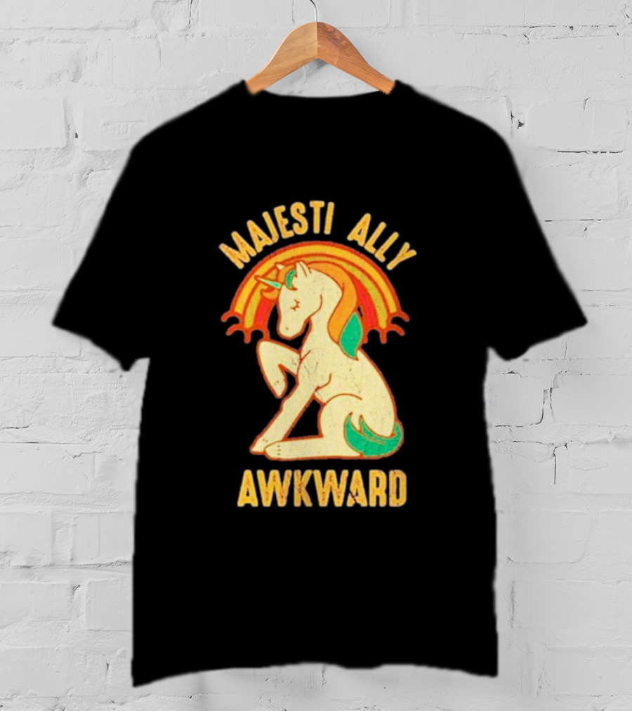 Majesti Ally Awkward Unicorn With Retro Rainbow T-Shirt
