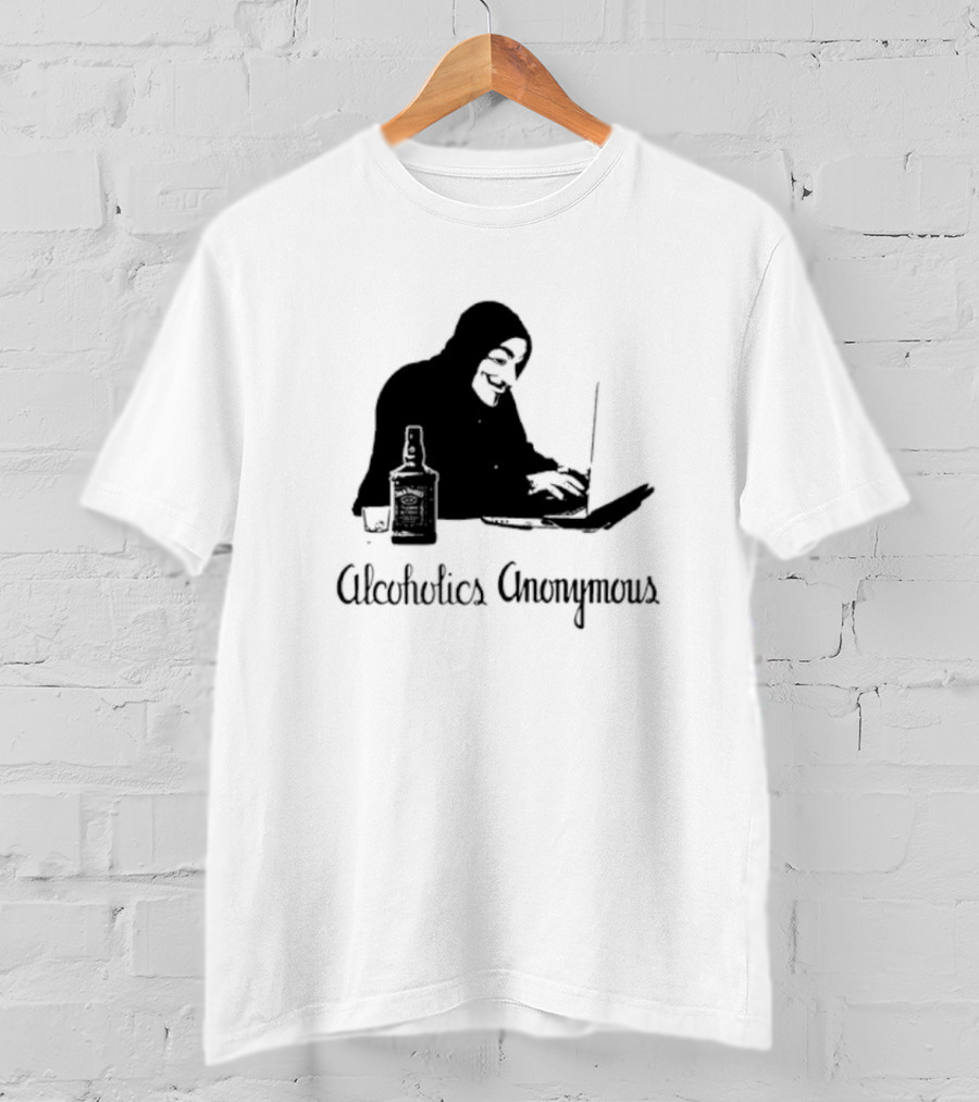 Alcoholics Anonymous Man With Bottle At Laptop T-Shirt